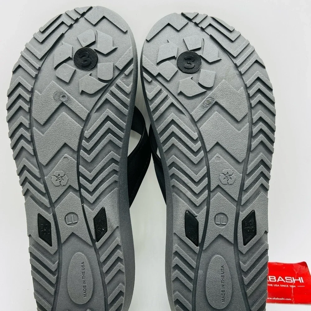 Okabashi Unisex Black Voyager Flip Flops Size 9/10 NWT